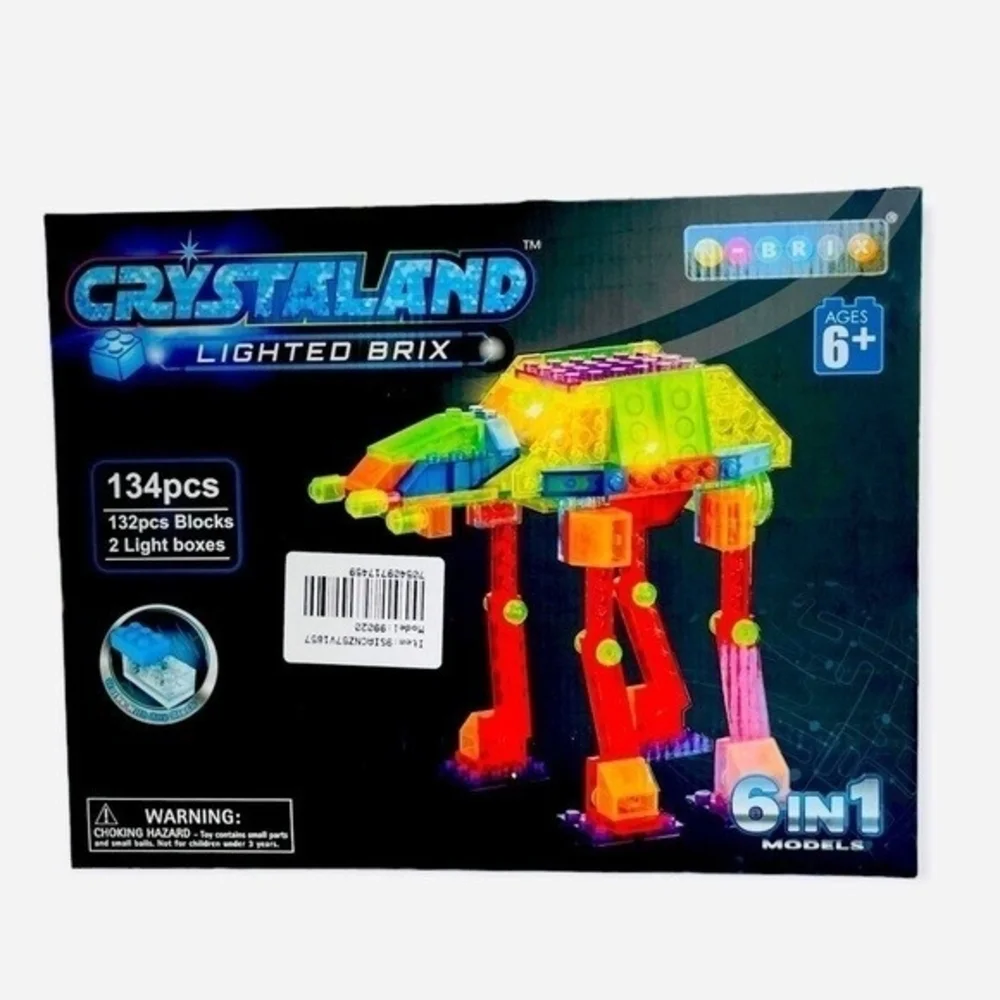 CRYSTALAND Lighted Brix 6-in-1 Mini Construction Set 132 pcs Kids Toy NIB